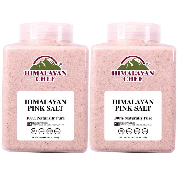 Himalayan Chef Pink Salt  Fine Grain, All Natural, 5 lbs, Pack of 2, No  Allergens