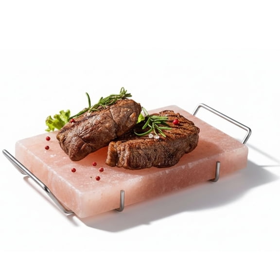 Himalayan Cooking Salt Block Set With Stainless Steel Tray, 12" X 8" X 1.5"