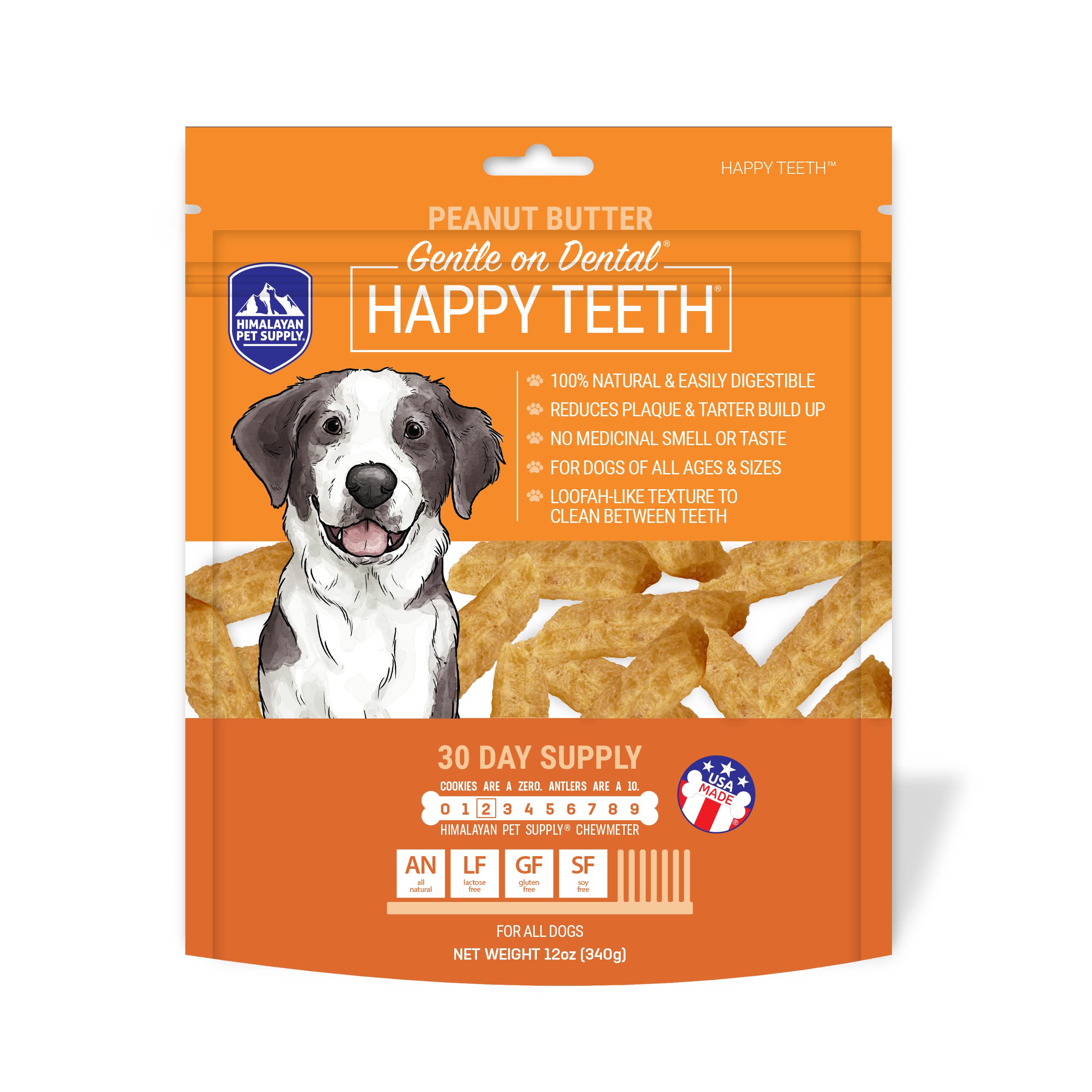 Himalayan Dog Chew Happy MMF7 Teeth Peanut Butter Dental Dog Teeth