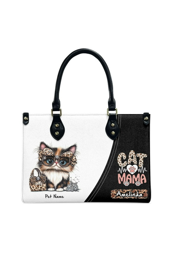 Himalayan Forest Cat Bag, Personalized Leather Handbags For Women - Personalized Bag with Name - Tote Bags for Mom Grandma - Custom Gifts Ideas for Her, Gift for Cat Lover, Cat Mom
