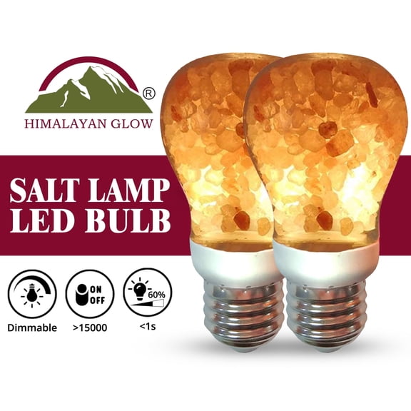 Himalayan Glow Pink Salt LED Bulb, 60W, Warm Amber Glow, Energy-Efficient Lighting for Home and Office, Pack of 2