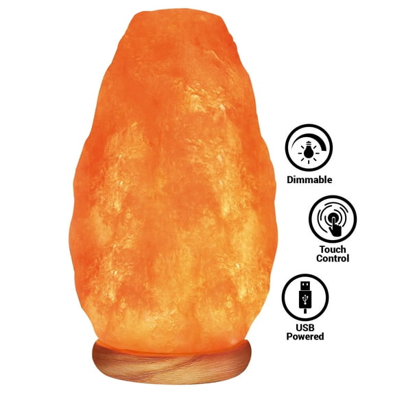 Himalayan Glow Pink Salt Lamp, LED Bulb with Touch Dimmer Switch, 5 x 9 inches, 5-7 lbs