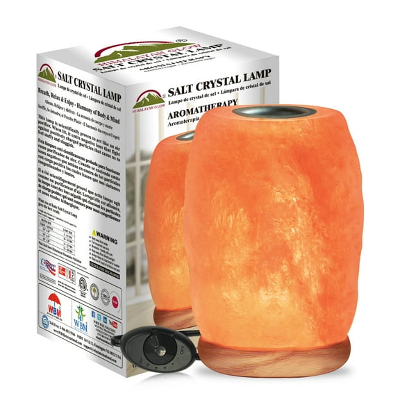 Himalayan Glow Salt Crystal Aroma Lamp, 15W Bulb with Wooden Base, 4" W x 4" H, 2.5 lbs