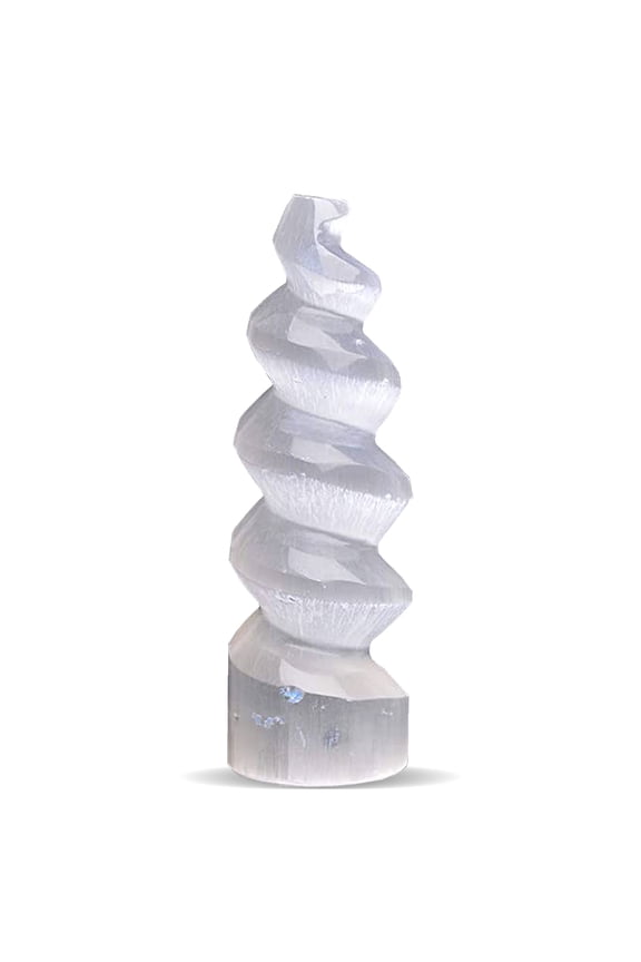 Selenite Crystal Spiral Tower 15 cm, Natural Healing & Calming Effects, Moroccan Crystal Tower Stone, Ideal for Home Dcor