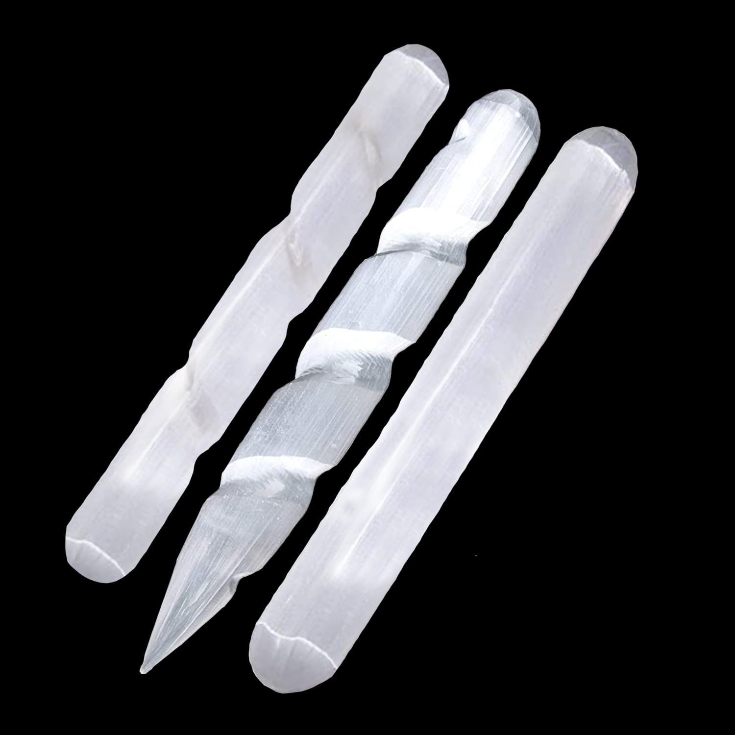 Himalayan Glow White Moroccan Selenite Crystal, Full Body Massage Sticks with Crystal Wand