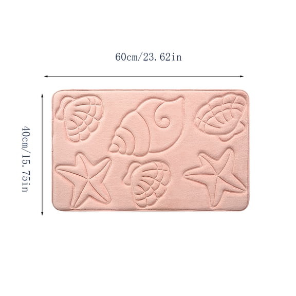 Himalayan Pink Salt Bath Mat • Soft Velvet Absorbent Rug • Embossed Seashell Pattern • Non-Slip Shower Mat • Water Absorbing Door Mat for Bathroom Sink Bedroom Entryway 23.62x15.75in