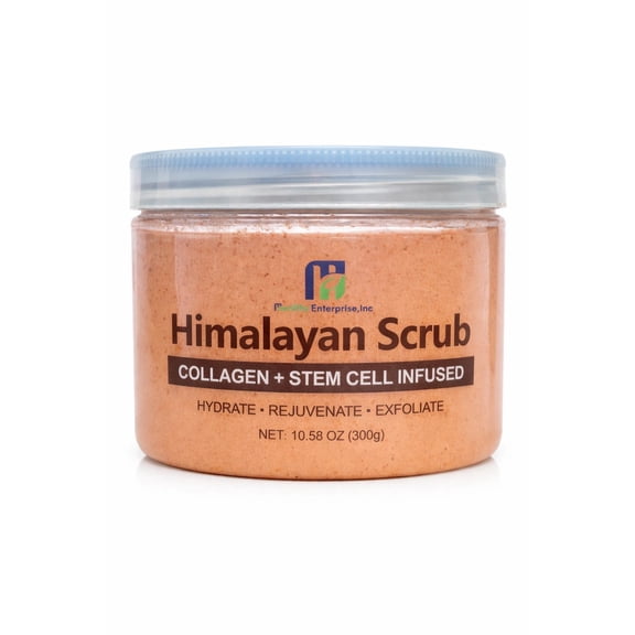 Healthy Enterprise, Inc. Healthy Enterprise Body Scrub Exfoliating Himalayan Pink Salt Body Scrub with Collagen, Stem Cells & Jojoba Oil, Unscented, 10 oz