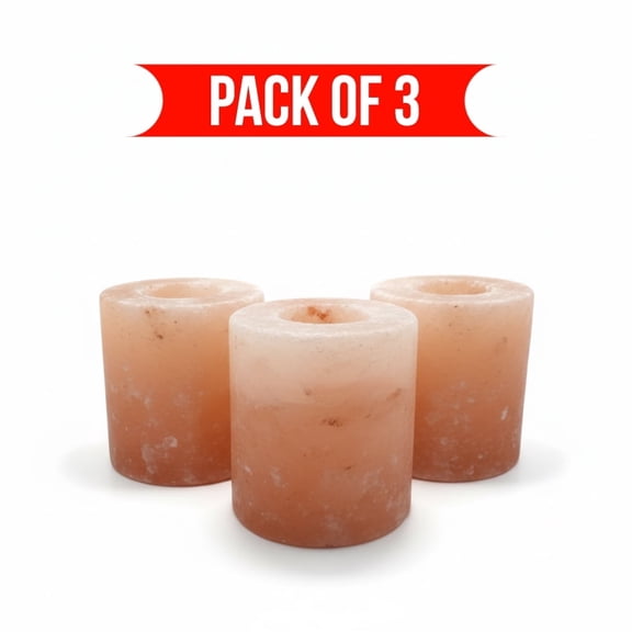 Pink Salt Wall Candle Holders for Indoor and Outdoor, Made of Himalayan Salt, Pack of 3