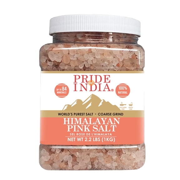 Pride of India Himalayan Pink Salt, 2.2 lb, Coarse Grind (4-5 mm), Mineral-Rich Natural Rock Salt, Ideal for Grinders, Cooking & Bath Use