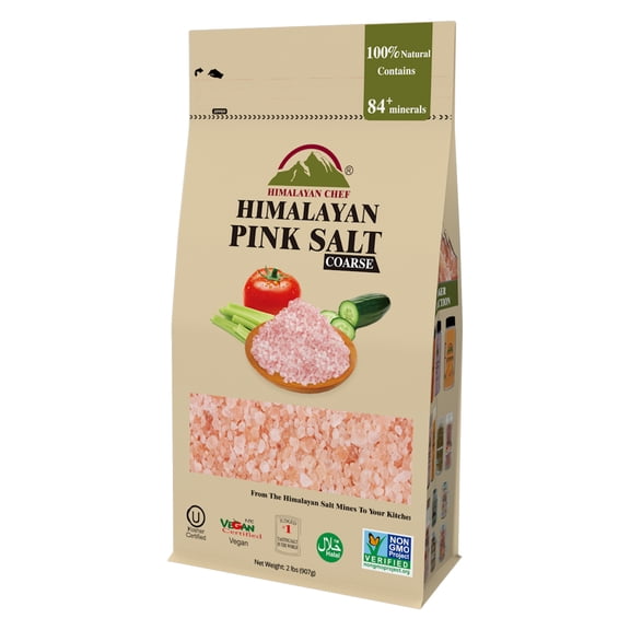 Himalayan Chef Himalayan Pink Salt, Unrefined Coarse Grain Natural Pink Salt, ideal for Salt Grinders, 2 lbs Bag