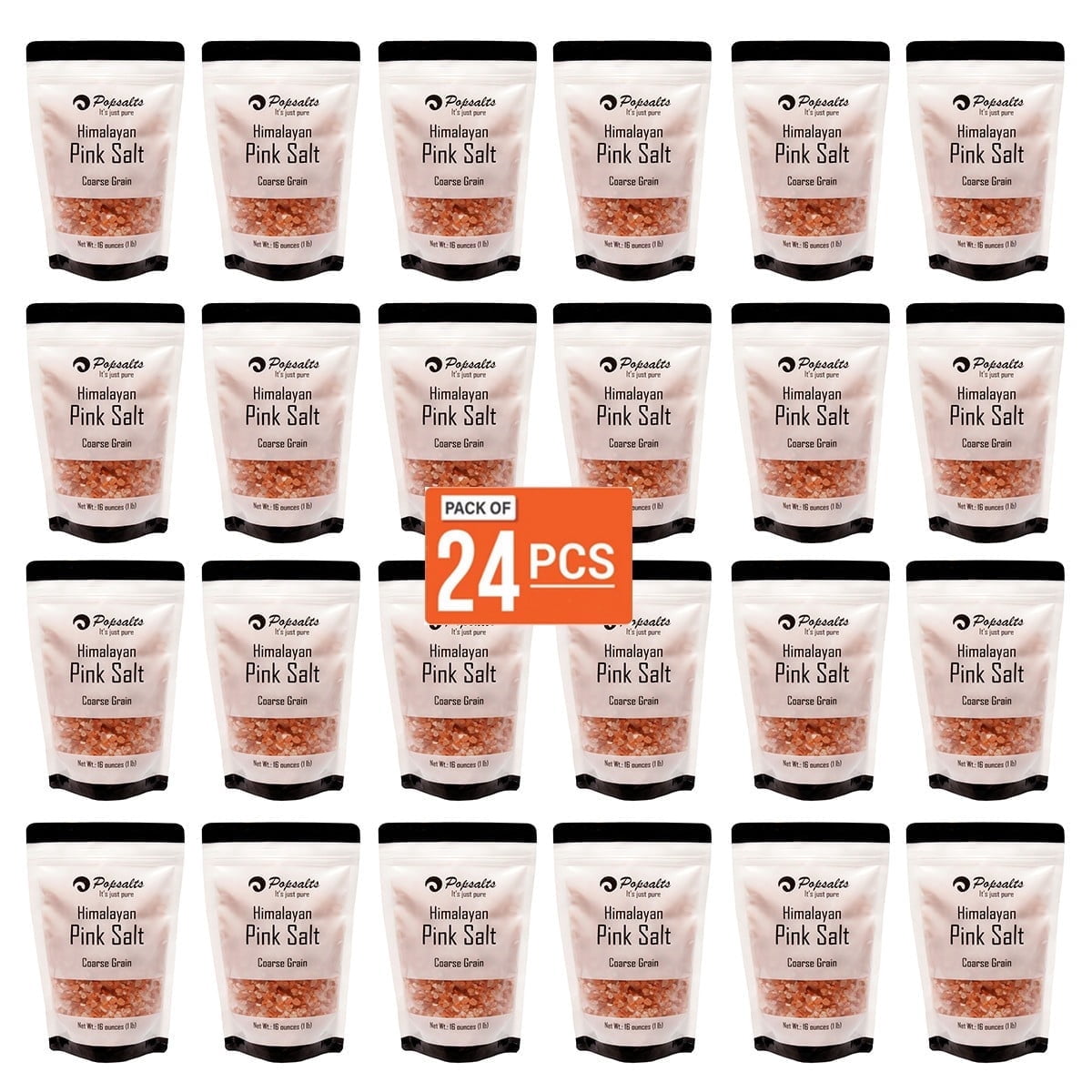 Himalayan Pink Salt , Coarse Grain Master Case Pack 24 ........    1 Pound Pouches      Natural, Kosher, Pure, Mineral Rich