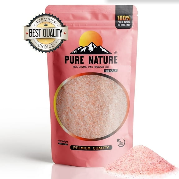 Himalayan Pink Salt 2lb Fine Grain Pouch, By Pure Nature - Natural Unprocessed Rock Salt with 84 Minerals Bulk Gourmet Salt for Cooking Grilling , Boosts Electrolytes and Balances Body pH