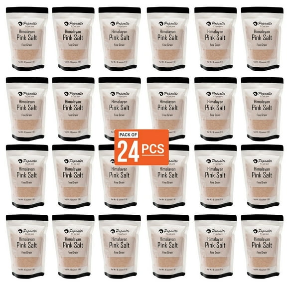 Himalayan Pink Salt , Fine Grain Master Case Pack 24- 1 Pound Pouches Natural, Kosher, Pure, Mineral Rich