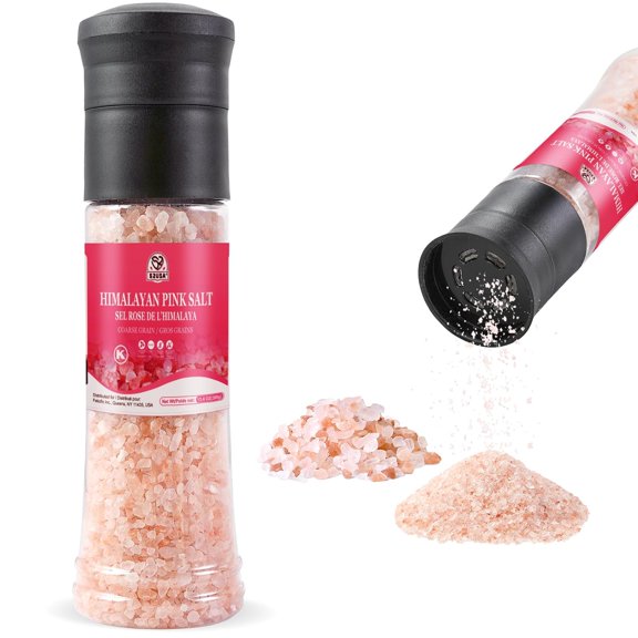 Himalayan Pink Salt Grinder Set, Salt, 13.4 Oz (380g) Coarse Sea Grinder, Rock Refillable Shakers with Adjustable Coarseness
