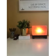Himalayan Pink Salt Lamp 6.5 x 7.5 x 4 Inches   Natural Rectangular Crystal Rock Salt Lamp with Wooden Base, Dimmer Switch & 2 Bulbs   Soothing Amber Night Light for Home & Office