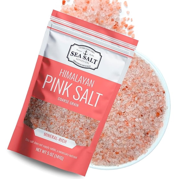 Himalayan Pink Salt, Mineral-Rich Coarse for Grinder Refill, Non-Iodized Pink Himalayan Sea Salt for Seasoning and Finishing, 5 oz Bag
