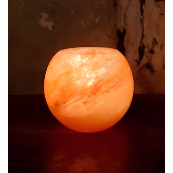 Pink Salt Wall Round Candle Holder — Himalayan Salt, 3.5" x 3.5", 1-Pack