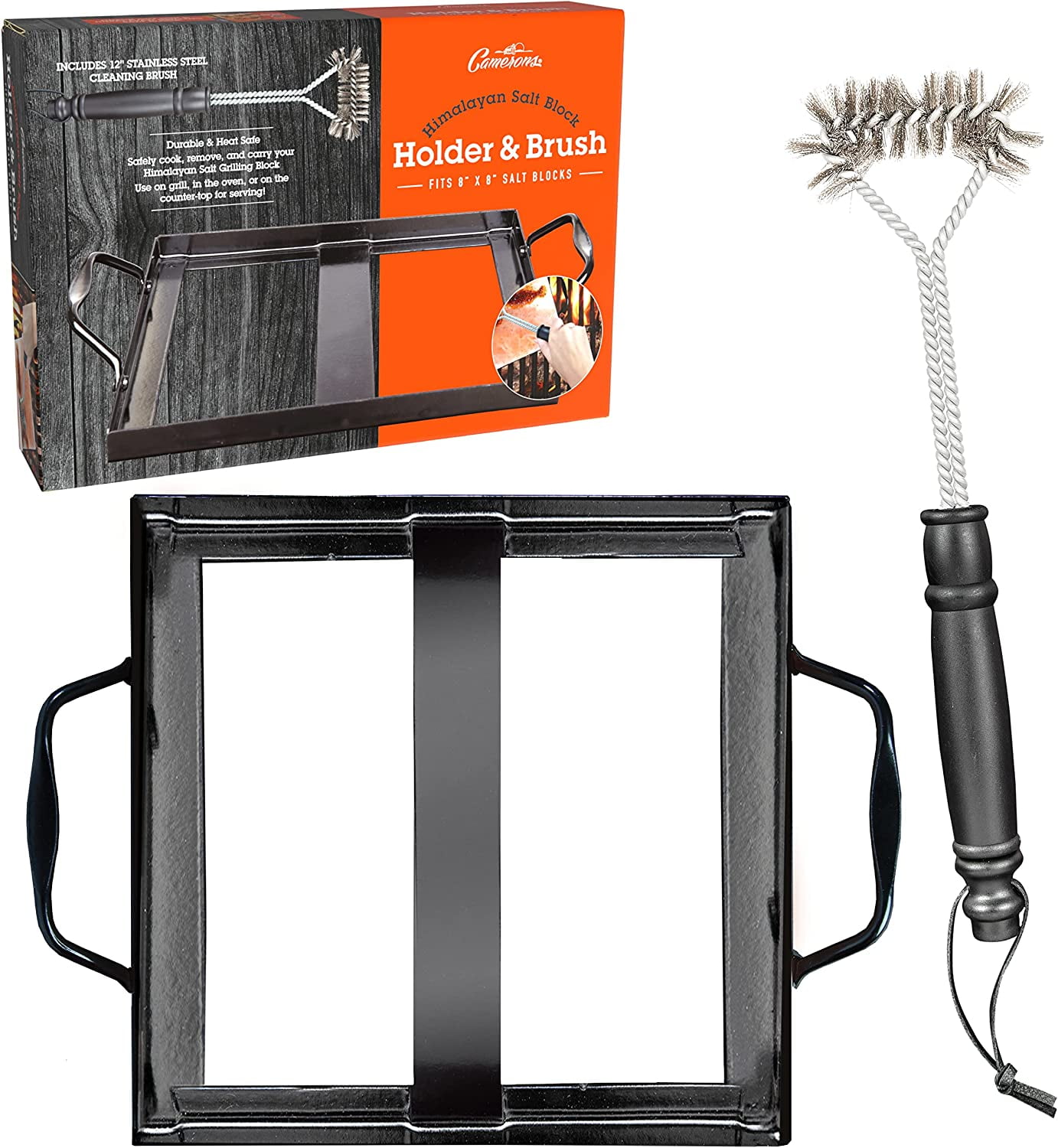 Himalayan Salt Block Holder & Wire Cleaning Brush Safe & Easy Salt