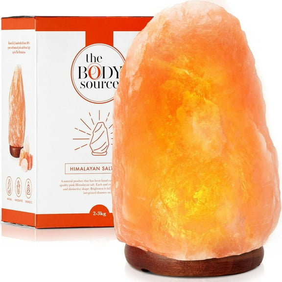 The Body Source Himalayan Salt Lamp | 10-12in (11-15 lb)| Natural Salt Rock Lamp with Dimmer Switch & Wooden Base | Night Light with Replacement Bulb|E12 Bulb
