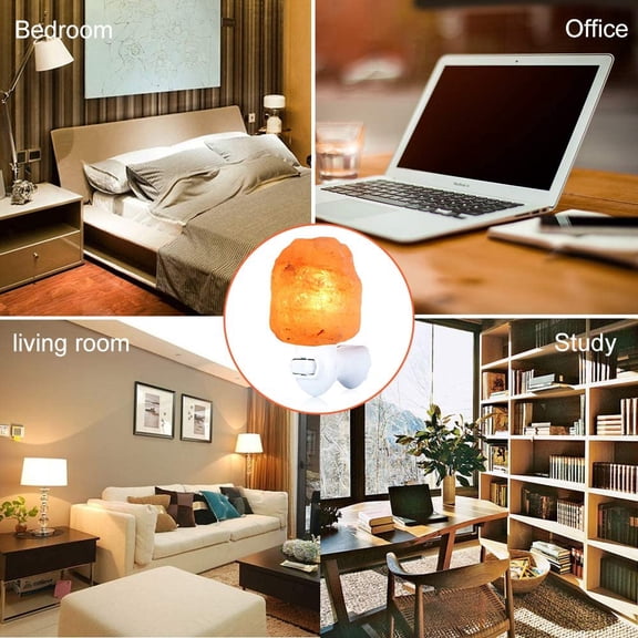 Himalayan Salt Lamp Night Light Plug in, Certificated 360 Degree Rotatable Wall Plug with Extra 2 Replacement Bulbs Bathroom Bedroom Night Light, Pink Crystal Rock Salt Hand Crafted