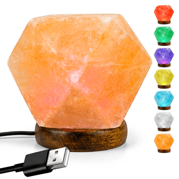 Himalayan Salt Lamp with Natural Crystal, Warm Glow Night Light Home Decor for Bedroom & Living Room, Decorative Mood Lighting
