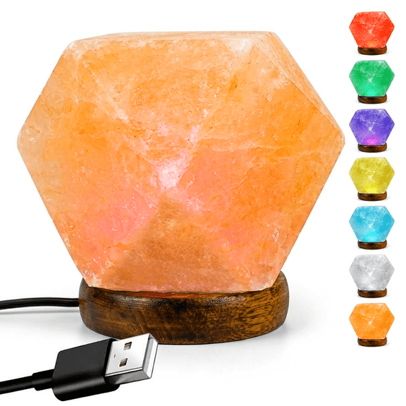 Himalayan Salt Lamp with Natural Crystal, Warm Glow Night Light Home Decor for Bedroom & Living Room, Decorative Mood Lighting