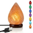 thumbnail image 1 of Himalayan Salt Lamp with Wooden Base, Small Night Light LED Salt Lamp Bulbs, Natural Teardrop Multi-Color USB Decor for Bedroom Office, 1 of 8