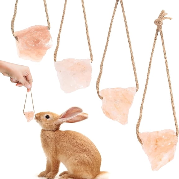 Himalayan Salt Lick Block,Natural Small Animal Mineral Salt Chew Toys,Chewing Playthings with Ropes for Small Pets,for Rabbits, Bunnies,Guinea Pig,and Chinchillas 3 Pack