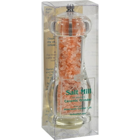 Himalayan Salt - Salt Mill Round with Ceramic Grinder by Aloha Bay - 3.5 oz.