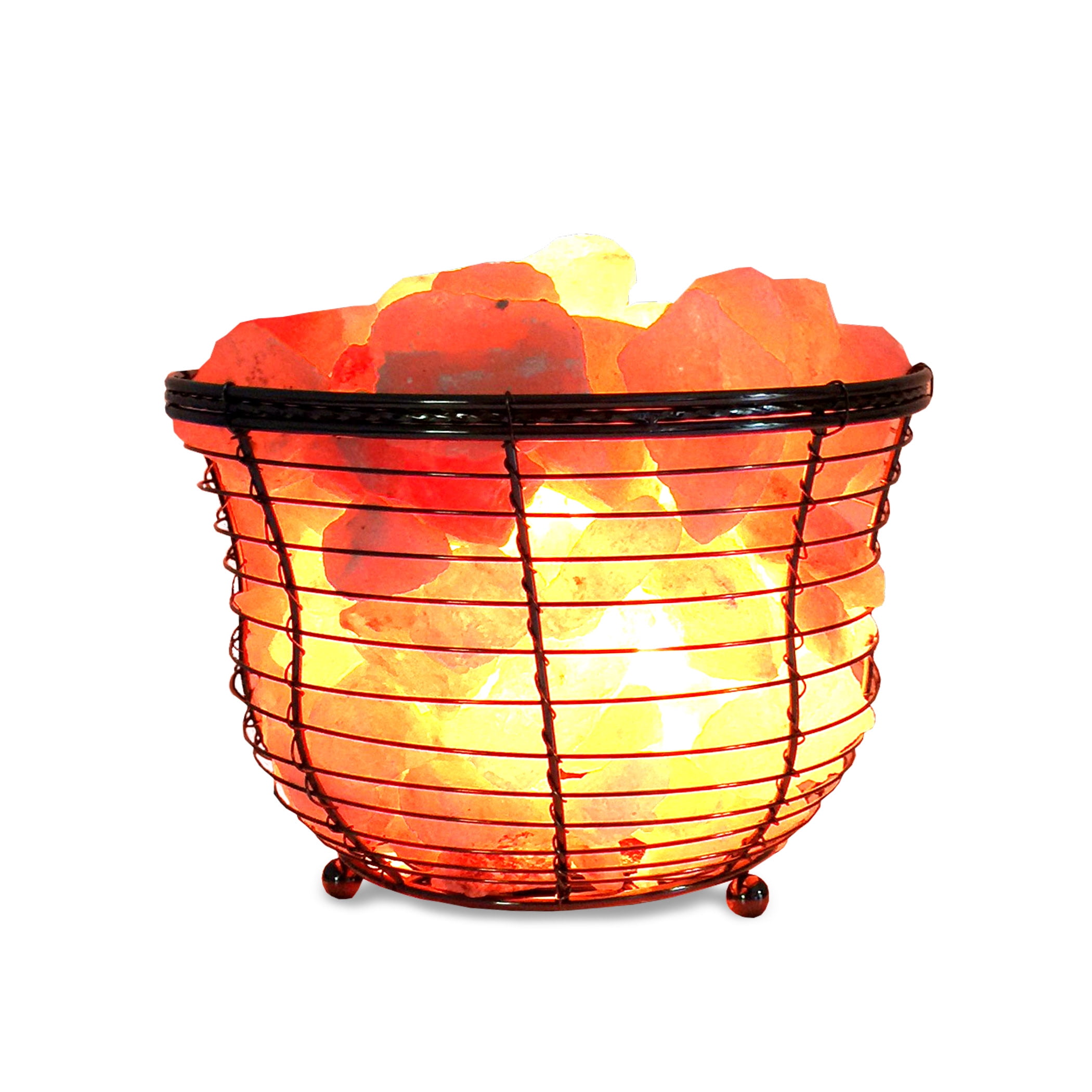 Himalayan Salt Shop Black Lamp Basket with Power Cord, Contemporary