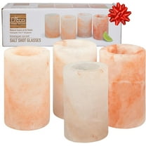 D'Eco Himalayan Salt Shot Glasses (4 Pack) - Hand-Carved 3" All-Natural Pink Salt Tequila Shooters- Add light salty flavor to any drink without the mess- Great Gift Idea
