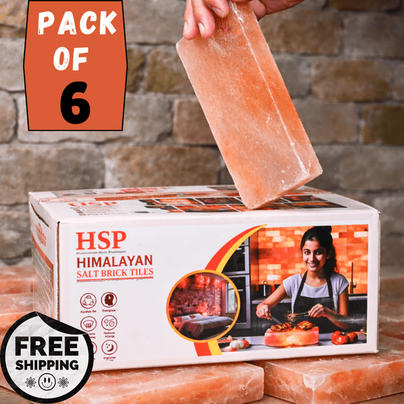 Himalayan Salt Tiles 8 x 4 x 0.75 | Pack of 6