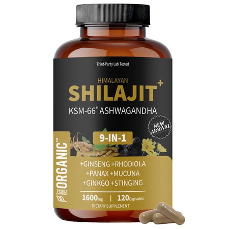Himalayan Shilajit Complex 1600mg 120 Capsules with Ashwagandha Rhodiola and Trace Minerals Third-Party Tested Non-GMO Gluten Free Vegetable Capsules