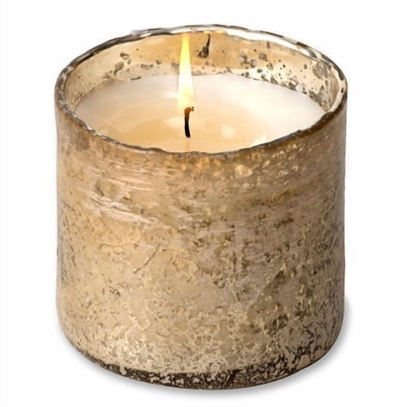 Himalayan Trading Post Artisan Matte Gold Tumbler Candle, Lilac Leather, 13 oz