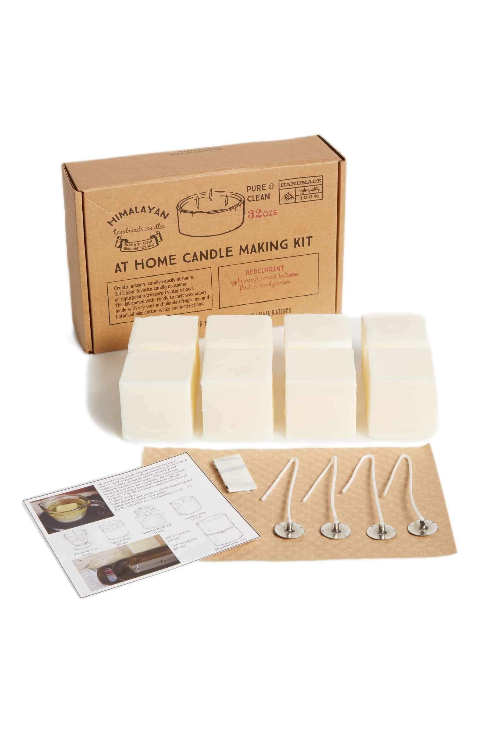 Himalayan Trading Soy Candle Making Kit - Bourbon Vanilla, Orange Grove or Evergreen Scented - Includes of Wax Cubes, Wicks and Instructions