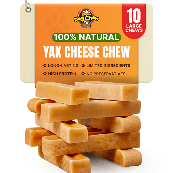 Himalayan Yak Chew Bone for Large Dogs under 55 lbs, Natural Long lasting Yak Cheese Dog Chew 10 sticks