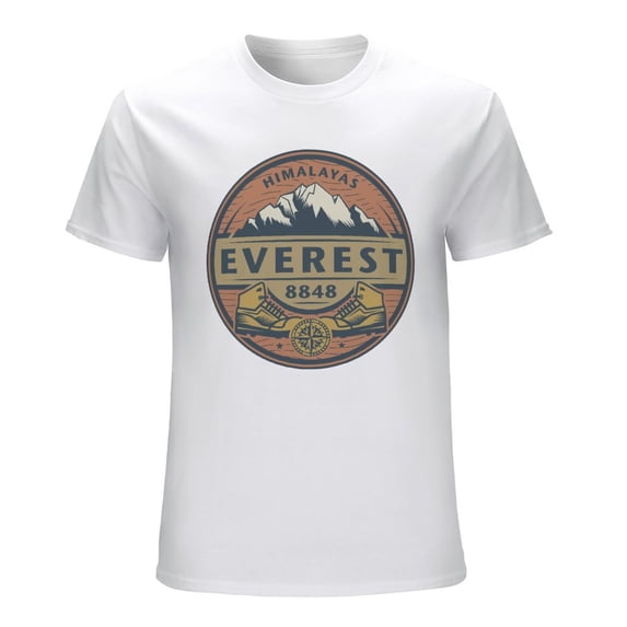 Himalayas Everest 8848 Vintage T-shirt Mens Cotton Classic Crewneck Short Sleeve Tees Unisex White 5XL