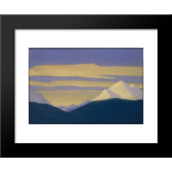 Himalayas. Golden clouds on a purple sky. 20x24 Framed Art Print by Nicholas Roerich