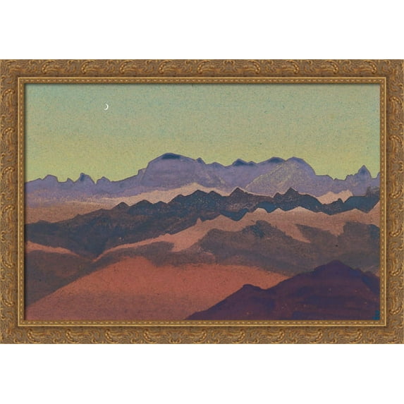 Himalayas. Nearly Sandahpu. 40x28 Large Gold Ornate Wood Framed Canvas Art by Nicholas Roerich