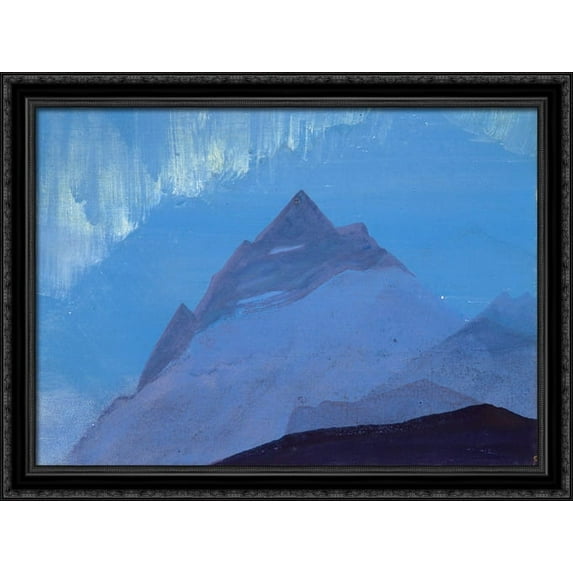 Himalayas. Rain. 38x28 Large Black Ornate Wood Framed Canvas Art by Nicholas Roerich