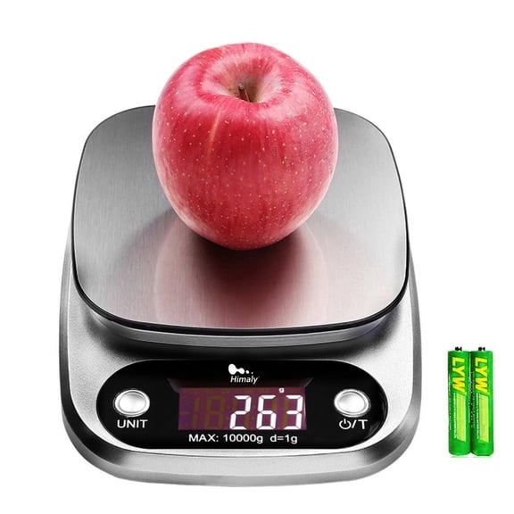 Himaly Digital Kitchen Scale, 22 lb Stainless Steel Food Scale with LCD Display, Tare Function & Unit Switch (g/oz/lb) for Baking & Cooking, Silver