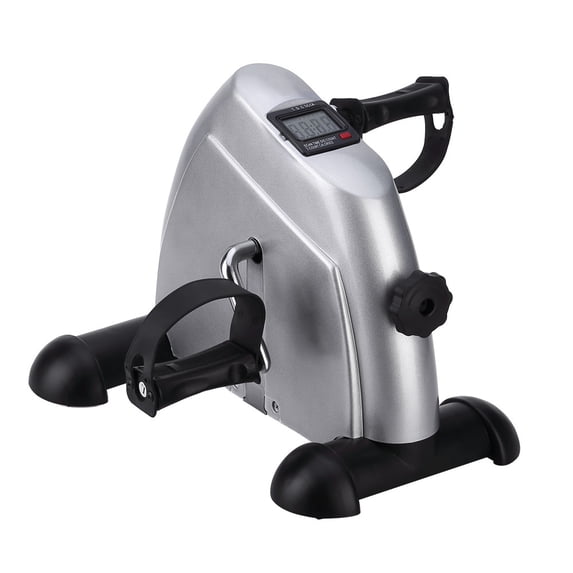 Vowella Mini Trainer Bike, Under Desk Exercise Bike Pedal Exerciser with LCD Screen, 240 lbs, Silver