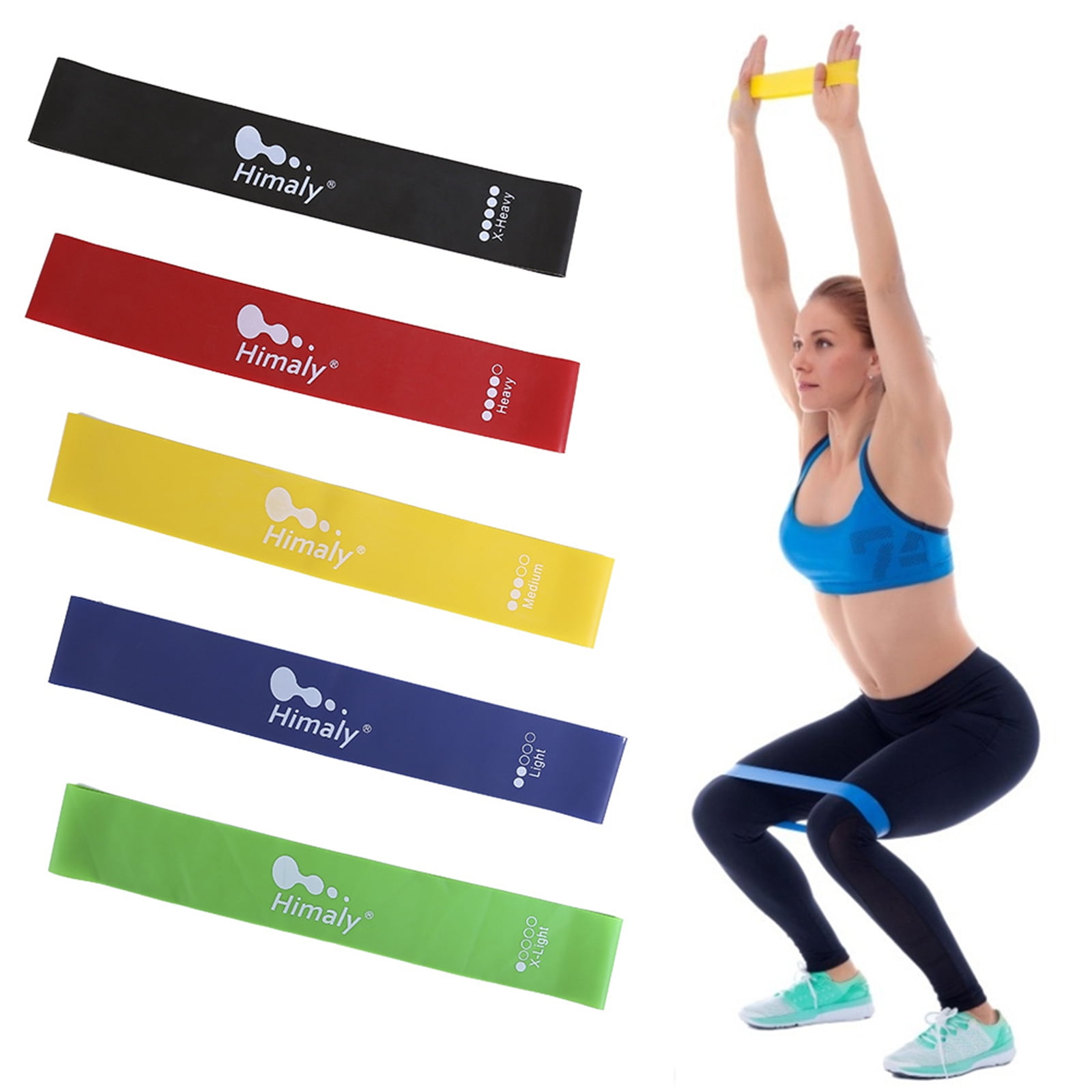 Himaly Resistance Band, Exercise Loop Bands, Leg Exercise Bands for  Stretching, Set of 5 