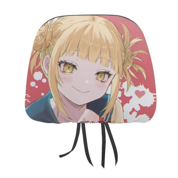 Himiko Toga Cute My Hero Academia Car Headrest Cover 2 Pcs Vehicles Seat Pillow Cover Protector Accessories Decor Auto Front/Rear Seats Head Rest Cover 2 Pcs Universal Fit Most Cars Sedan SUV Van