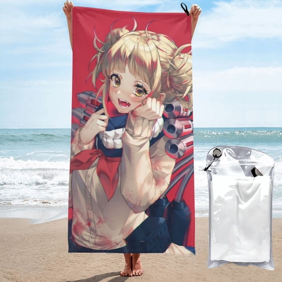 Himiko Toga Quick Dry Sand Free Microfiber Beach Towel for Adults, 27.5"x55" Oversized Super Absorbent Lightweight Camping Towel for Traveling Swimming Sports