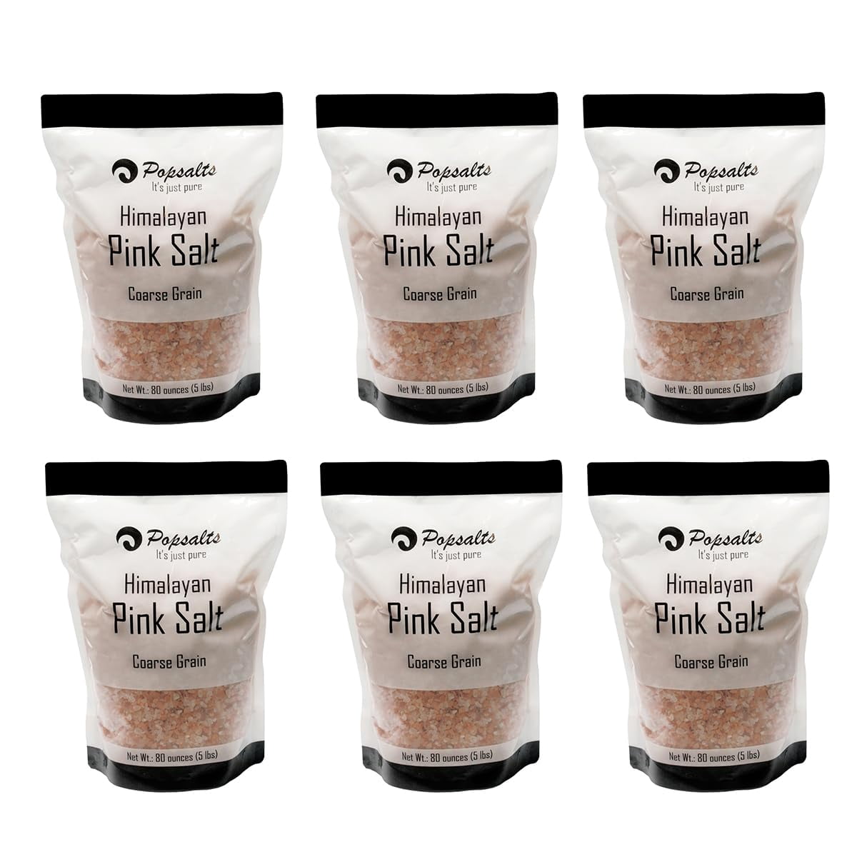Himilayan Salt - 5.0 Pounds Coarse Grain Kosher & Natural Certified Gourmet Pure Crystal -  Case Pack 6