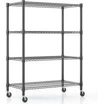 Himimi 18" D×36" W×72" H Storage Shelves with Wheels Metal Wire Shelving Unit 4 Tier Adjustable Shelving Heavy Duty Garage Shelf Organizer Rack Loads 1600LBS，Black
