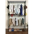 thumbnail image 1 of Himimi 3 Tier Heavy Duty Garment Rack, Portable Wire Shelving Clothes Rack for Hanging Clothing with Double Rods, Wheels and Side Hooks, Freestanding Metal Wardrobe Storage Rack,Grey, 1 of 8