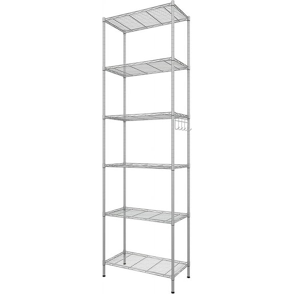 Himimi 6-Tier Wire Shelving Unit Free Standing Shelf Metal Storage Shelves 21.26L x 11.42W x 62.99H Silver