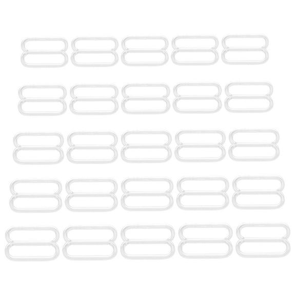 Himition 1 Set 250pcs Plastic 8 Shaped Bra Buckle Shoulder Strap Non-slip Adjusted Buckle Non-slip Bra Adjuster (16L=10.0 MM,24L=15.0 MM,6MM,8MM,12MM Transparent)